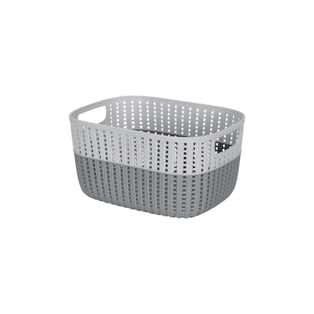 Simplify 2-Tone Decorative Medium Storage Basket in Grey 26311-GREYS